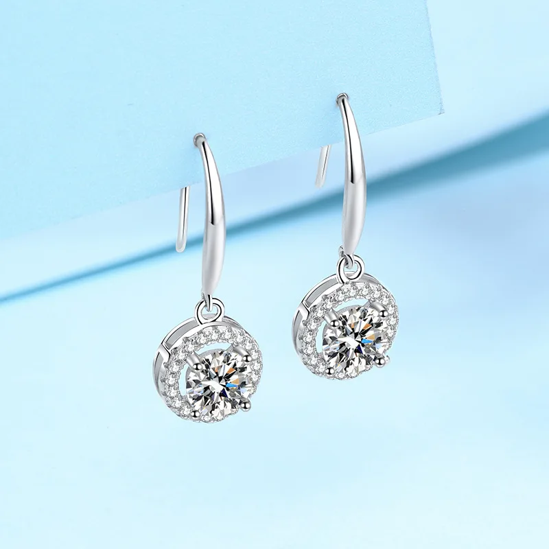 Real S925 Silver Drop Earrings Women 1 Carat D Color Moissanite Diamond Cute Romantic Anniversary Jewelry
Real S925 Silver Drop Earrings Women 1 Carat D Color Moissanite Diamond Cute Romantic Anniversary Jewelry