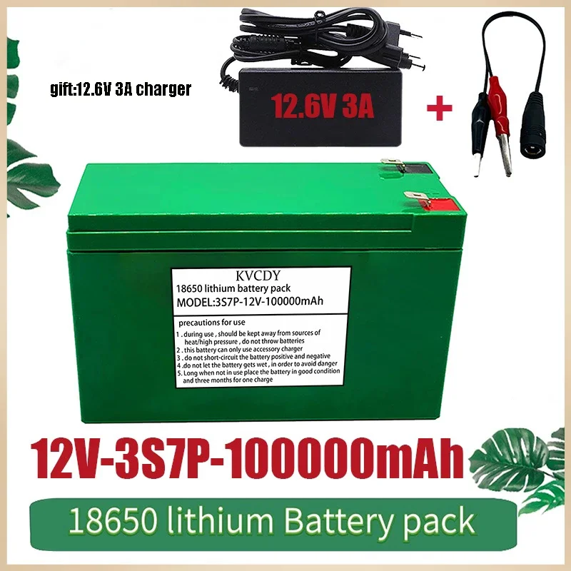 Batterie Lithium 12V 100000mAh 3S7P 18650 + chargeur 12.6V 3a, BMS 100ah haute intensité intégré, pour pulvérisateur extérieur,
Batterie Lithium 12V 100000mAh 3S7P 18650 + chargeur 12.6V 3a, BMS 100ah haute intensité intégré, pour pulvérisateur extérieur,