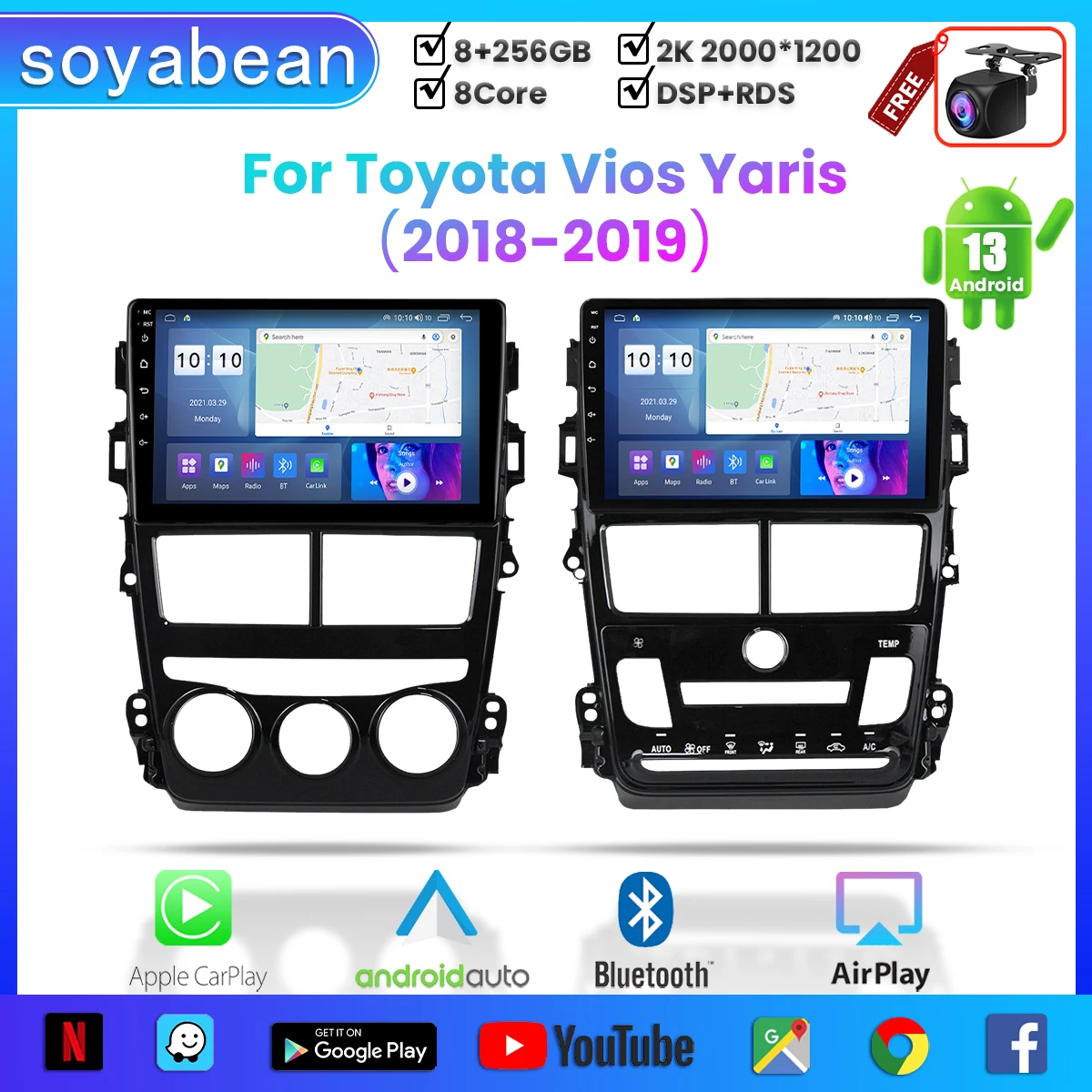Автомобильный радиоприемник Android 13 для Toyota Vios Yaris 2018-2019,9 дюймов мультимедийный плеер с 4G WiFi Автомобильный плеер и 2Din GPS
Автомобильный радиоприемник Android 13 для Toyota Vios Yaris 2018-2019,9 дюймов мультимедийный плеер с 4G WiFi Автомобильный плеер и 2Din GPS