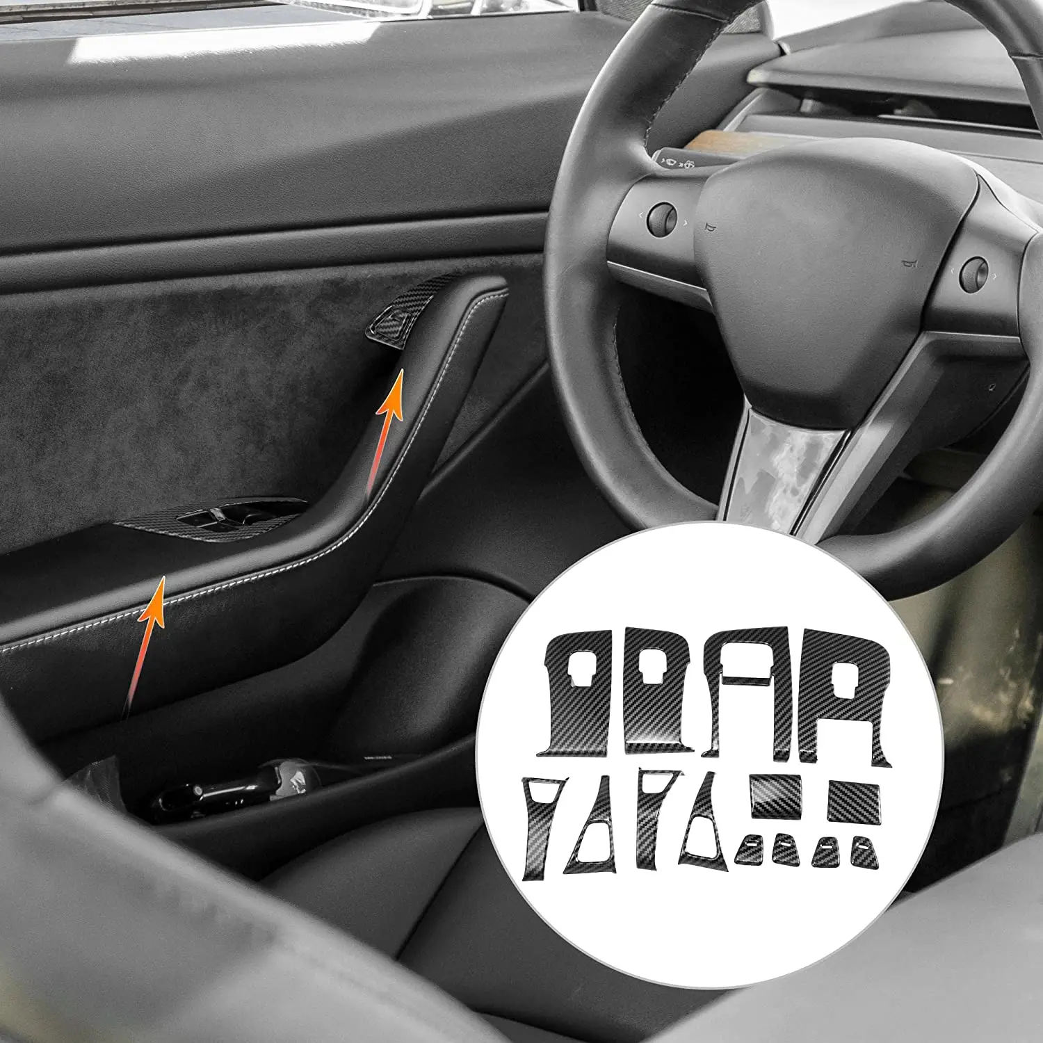 Флюоресцентная накладка на дверной замок для Tesla Model Y/3 2021-2022, аксессуары для интерьера автомобиля, с рисунком из ABS-углеродного волокна
Флюоресцентная накладка на дверной замок для Tesla Model Y/3 2021-2022, аксессуары для интерьера автомобиля, с рисунком из ABS-углеродного волокна