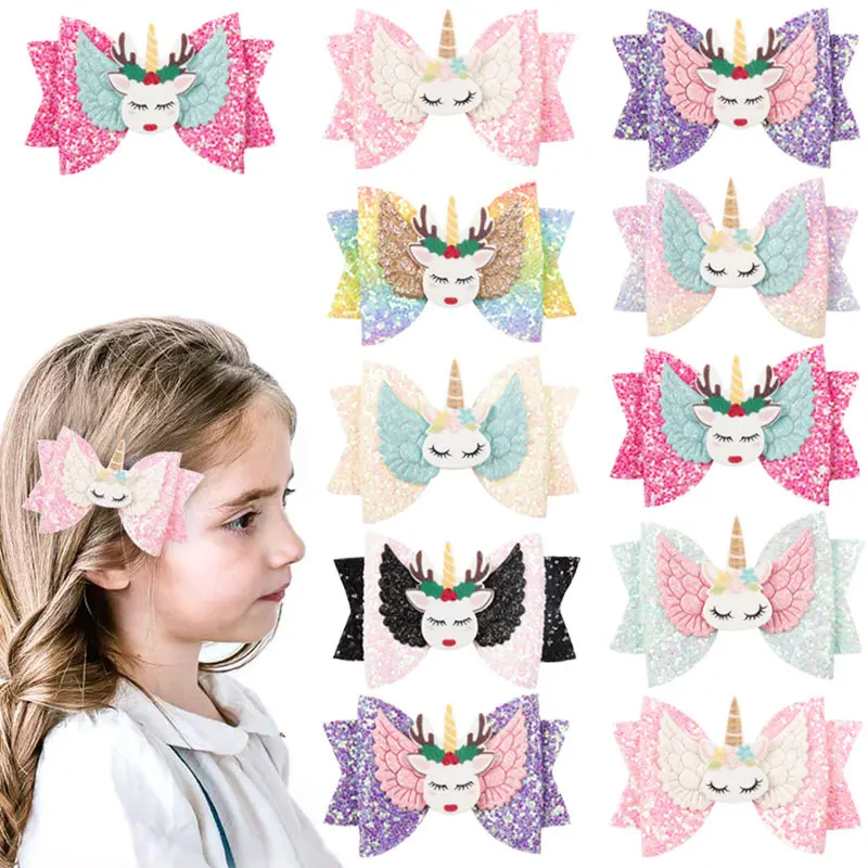 3'' Glitter Hair Bow Clips For Girls Angle Wing Unicorn Hairpins Kids Daily School Barrettes Baby Girl Headwear Hair Accessoires
3'' Glitter Hair Bow Clips For Girls Angle Wing Unicorn Hairpins Kids Daily School Barrettes Baby Girl Headwear Hair Accessoires