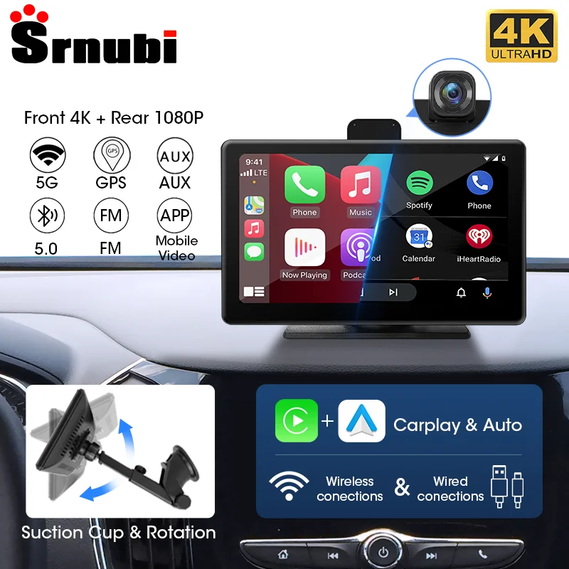 Автомобильный видеорегистратор Srnubi, автомобильная камера 7 дюймов, 4K, Carplay, на базе Android, с двойным объективом, Wi-Fi, AUX, FM
Автомобильный видеорегистратор Srnubi, автомобильная камера 7 дюймов, 4K, Carplay, на базе Android, с двойным объективом, Wi-Fi, AUX, FM