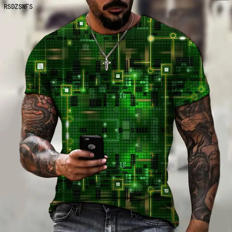 Technology Electronic Chip 3D Printing Pattern Men's Shirt Round Neck T-shirt Science And Technology Ideal Clothing Oversize 5XL
Technology Electronic Chip 3D Printing Pattern Men's Shirt Round Neck T-shirt Science And Technology Ideal Clothing Oversize 5XL