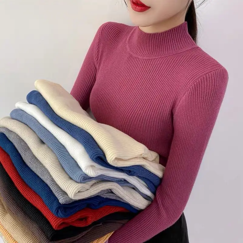 Short women's bottoming sweater half high neck pullover bottoming shirt autumn and winter Korean style slim fit
Short women's bottoming sweater half high neck pullover bottoming shirt autumn and winter Korean style slim fit