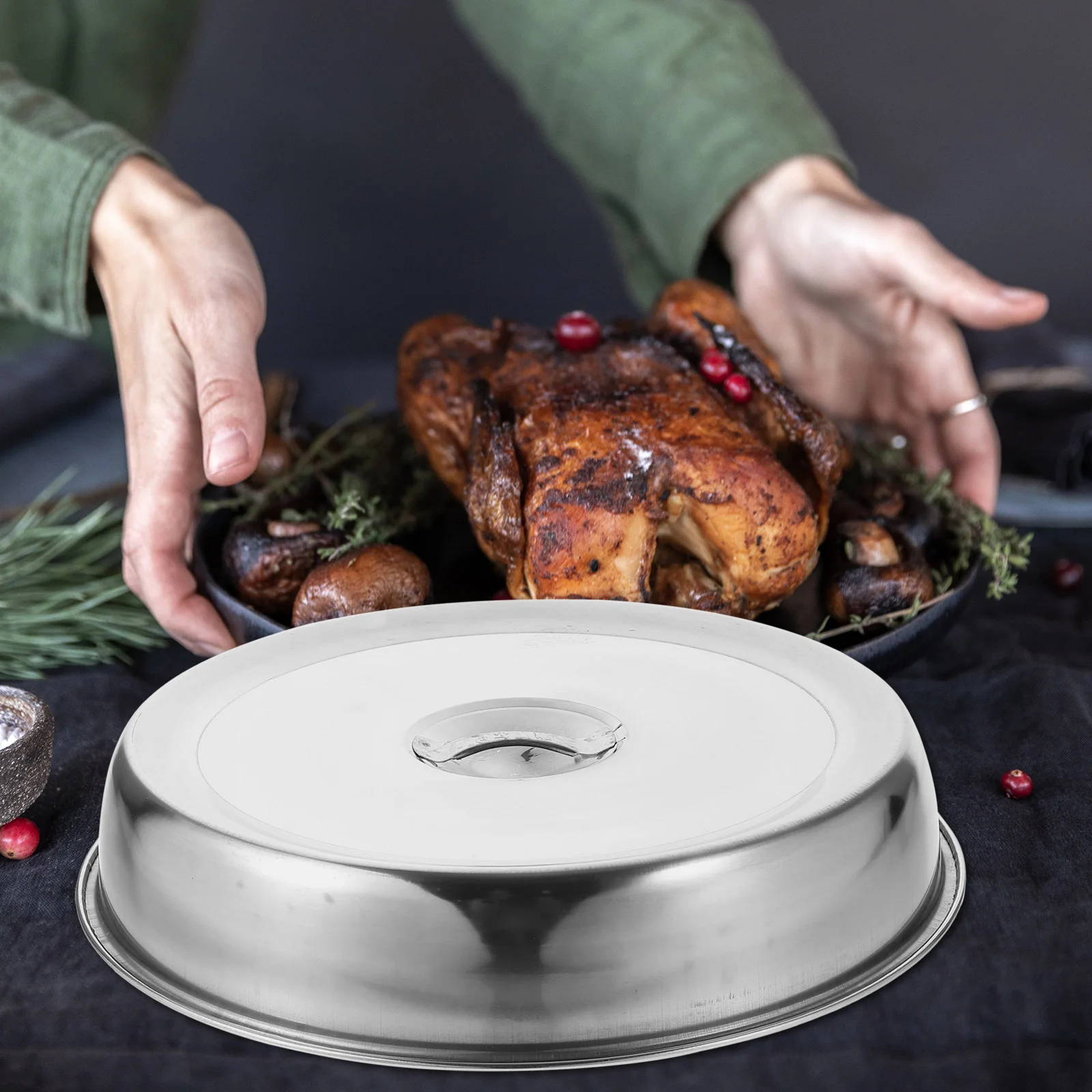 Food Covers Metal Steak Cheese Melting Thicken Stainless Steel Steamer Lid Kitchen Supply Dome 
Food Covers Metal Steak Cheese Melting Thicken Stainless Steel Steamer Lid Kitchen Supply Dome