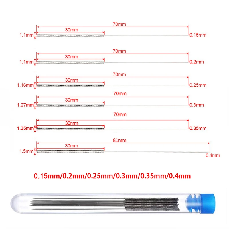 12pcs Stainless Steel Nozzle Cleaning Needles Tool 0.15/0.2/0.25/0.3/0.35/0.4mm Drill For 3D Printers Parts MK8 E3D Nozzle
12pcs Stainless Steel Nozzle Cleaning Needles Tool 0.15/0.2/0.25/0.3/0.35/0.4mm Drill For 3D Printers Parts MK8 E3D Nozzle