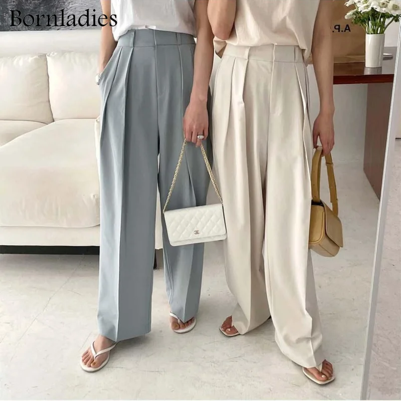 Bornladies 2022 Summer Casual High Waist Loose Straight Pants for Women Ladies Button Wide Leg Trousers Female Solid Pants
Bornladies 2022 Summer Casual High Waist Loose Straight Pants for Women Ladies Button Wide Leg Trousers Female Solid Pants