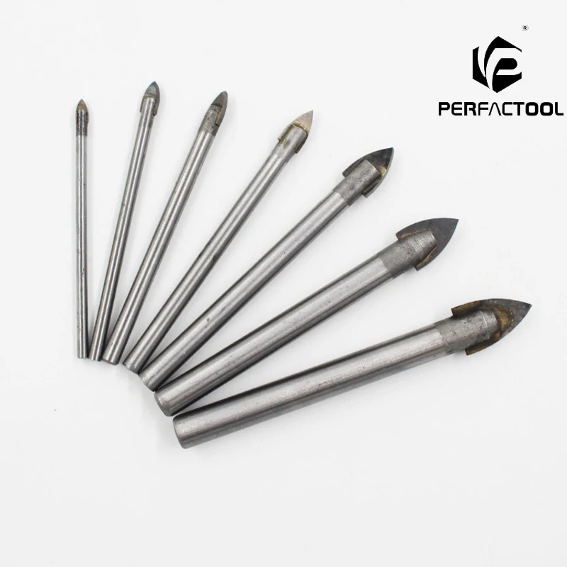 

PERFACTOOL Natural color glass drill triangle drill set round handle one word tile drill bit reaming bit