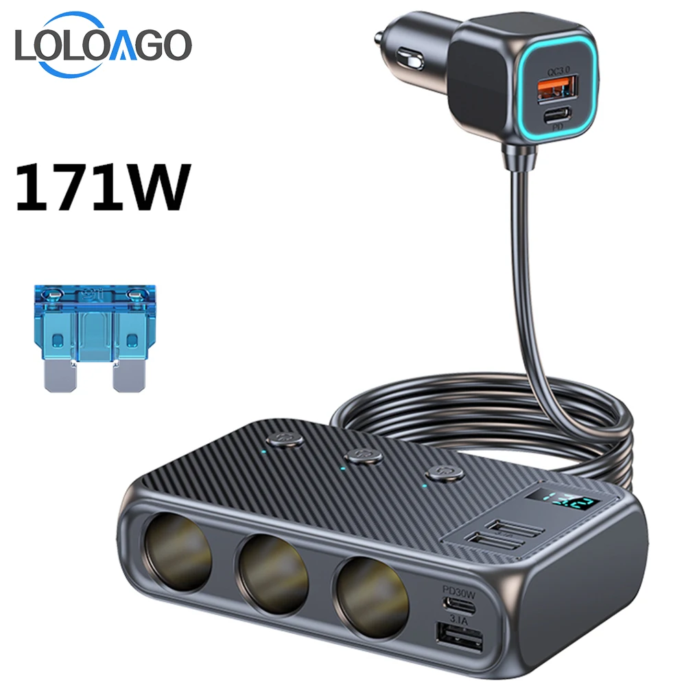 LOLOAGO C29 автомобильный прикуриватель один буксир три переключателя 6 портов USB171W
