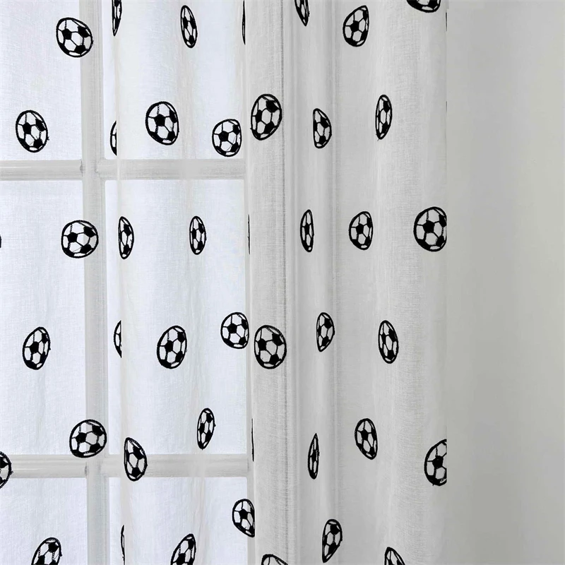 Cartoon Cotton Linen Embroidered Football Sheer Tulle Children Boys Bedroom Curtains For Living Room Window Drape Voile Curtain
Cartoon Cotton Linen Embroidered Football Sheer Tulle Children Boys Bedroom Curtains For Living Room Window Drape Voile Curtain