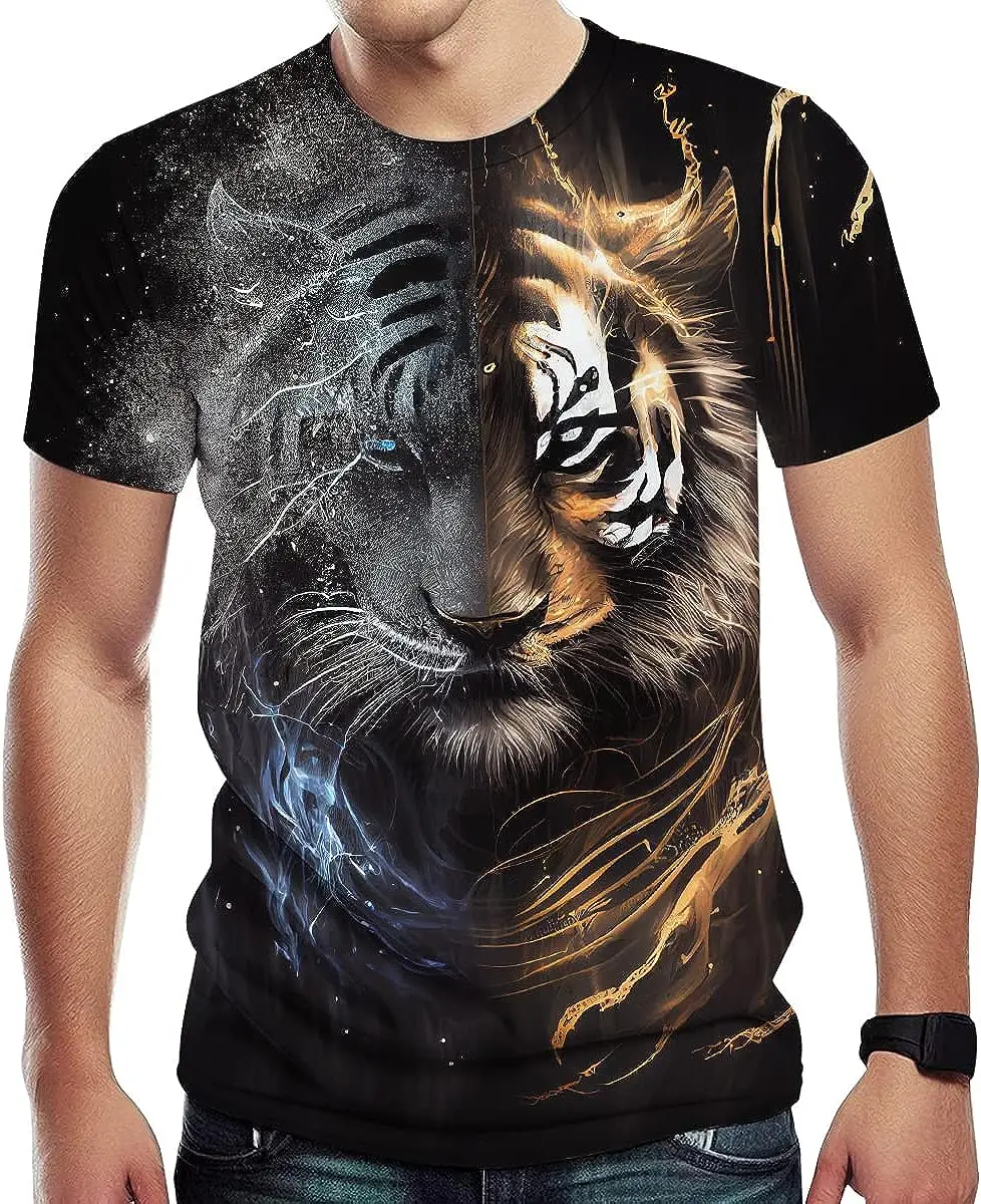 Man's Size Tee Short Sleeve T Shirts Colorful Tiger 3d Print Loose Casual Tops Mens Irregular Summer Gym Clothes
Man's Size Tee Short Sleeve T Shirts Colorful Tiger 3d Print Loose Casual Tops Mens Irregular Summer Gym Clothes