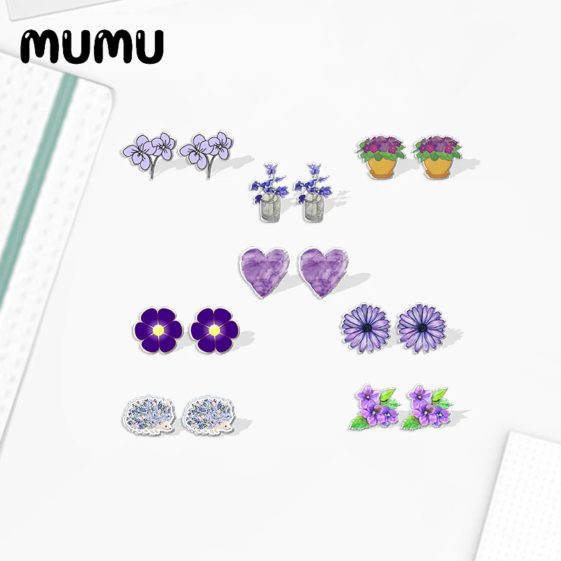 2020 новые фиолетовые акриловые серьги-гвоздики, фиолетовые серьги в виде цветов из смолы, аксессуары для подарков 
2020 новые фиолетовые акриловые серьги-гвоздики, фиолетовые серьги в виде цветов из смолы, аксессуары для подарков