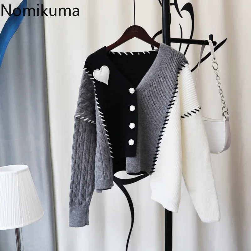 Кардиган Nomikuma, женский осенне-зимний вязаный свитер контрастных цветов в стиле пэчворк, Женские Элегантные Модные Повседневные свитера для...
Кардиган Nomikuma, женский осенне-зимний вязаный свитер контрастных цветов в стиле пэчворк, Женские Элегантные Модные Повседневные свитера для...