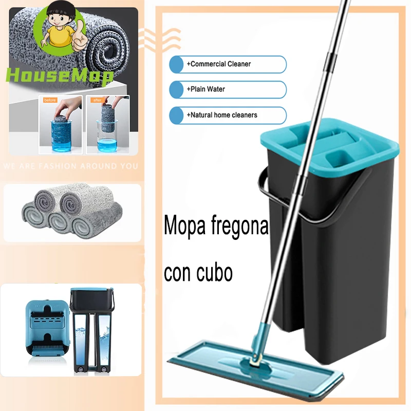 House Floor Mop with Spin Bucket Hand Free Washing Lazy Clean Squeeze Mop with 4 or 6 Microfiber Cloth Cleaner Tools for Wooden
House Floor Mop with Spin Bucket Hand Free Washing Lazy Clean Squeeze Mop with 4 or 6 Microfiber Cloth Cleaner Tools for Wooden