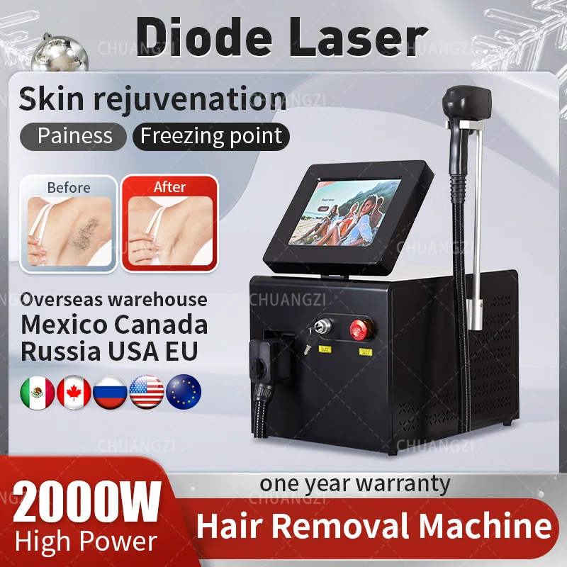 

2000 Вт ледяной Платиновый 755 нм диодный лазерный эпилятор для удаления волос 808 1064 безболезненный 3 волны