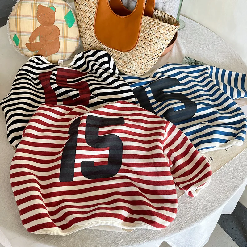 2022 Autumn New Kid Girl Striped Letter Long Sleeve T-shirt Children Boy Number Print Fashion Tops Baby Cotton Soft Tees Outfits
2022 Autumn New Kid Girl Striped Letter Long Sleeve T-shirt Children Boy Number Print Fashion Tops Baby Cotton Soft Tees Outfits