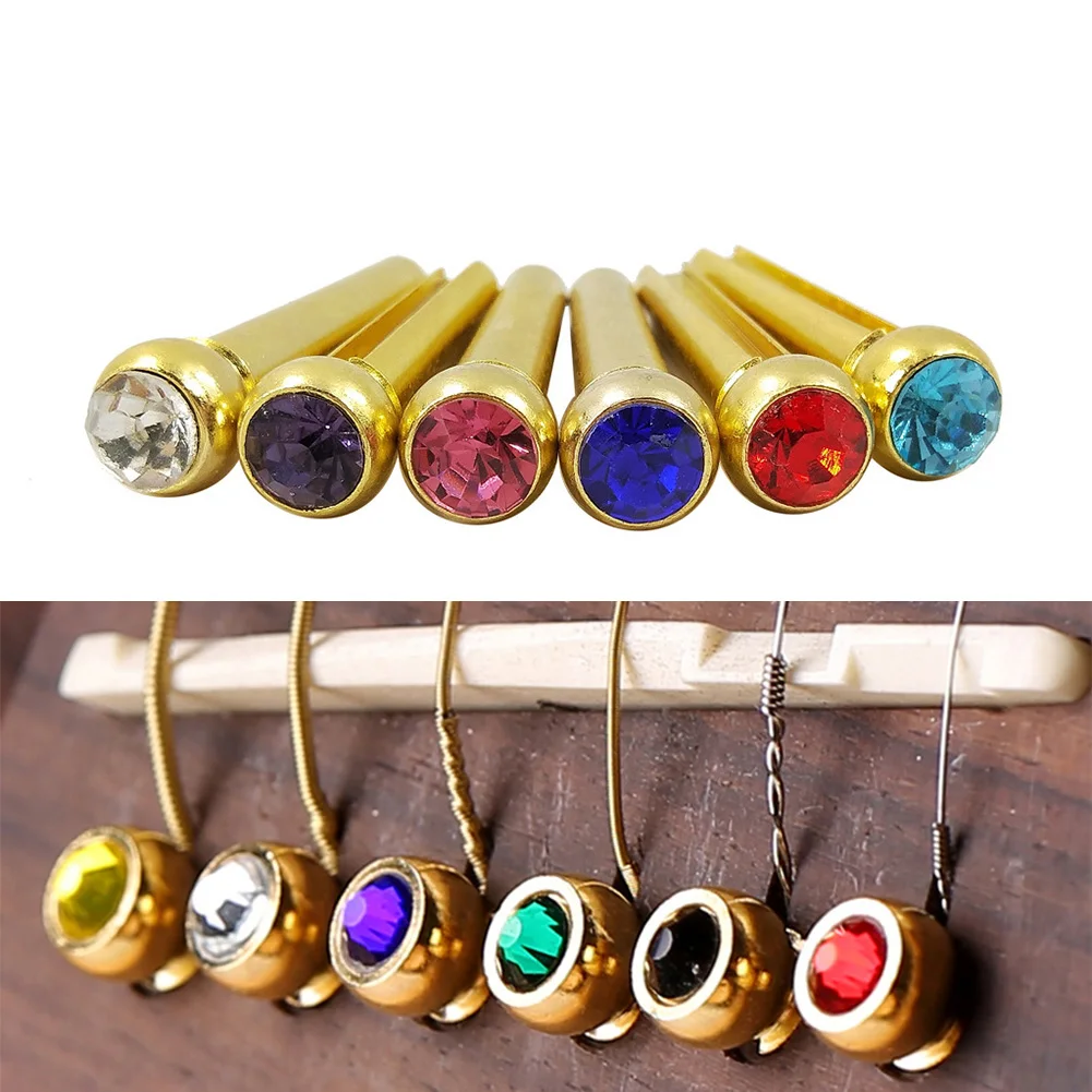 6Pcs Colourful Acoustic Guitar Brass Bridge Pins Slotted End Peg Crystal Dot Inlay For Acoustic Guitar Parts Musical Instrument
6Pcs Colourful Acoustic Guitar Brass Bridge Pins Slotted End Peg Crystal Dot Inlay For Acoustic Guitar Parts Musical Instrument