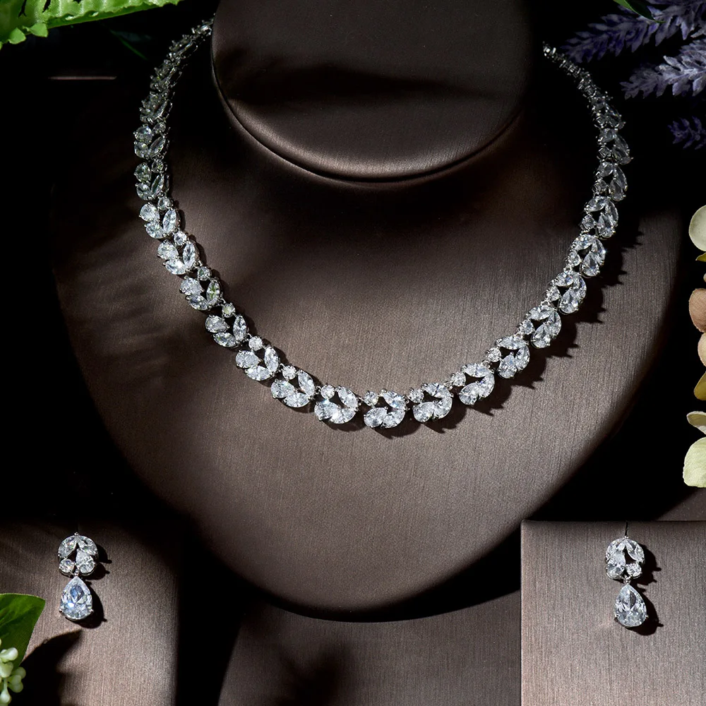 Fashion Trendy Zirconia Luxury Women Bridal Wedding Jewelry Set Necklace&Earring Set Party Accessories aretes de mujer N-1375
Fashion Trendy Zirconia Luxury Women Bridal Wedding Jewelry Set Necklace&Earring Set Party Accessories aretes de mujer N-1375