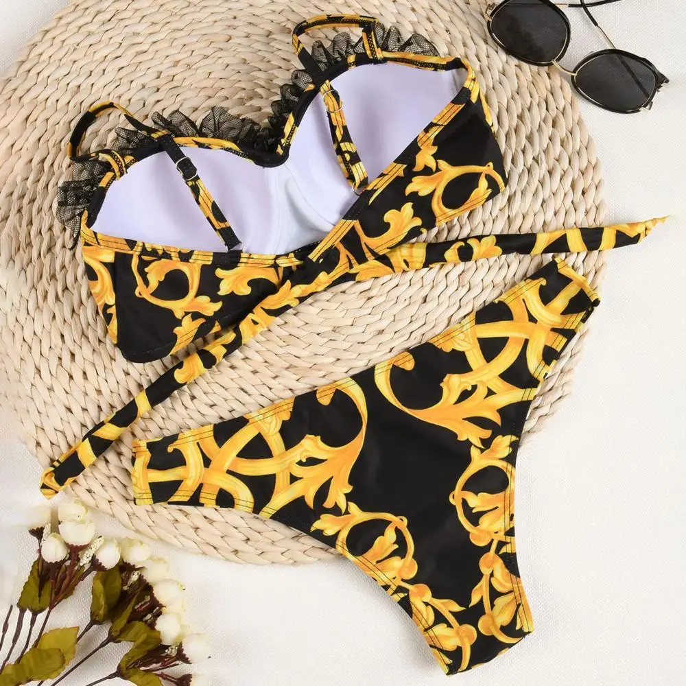 Женское сексуальное летнее кружевное бикини с цветочным принтом, трусики, купальник, комплект купальника
Женское сексуальное летнее кружевное бикини с цветочным принтом, трусики, купальник, комплект купальника