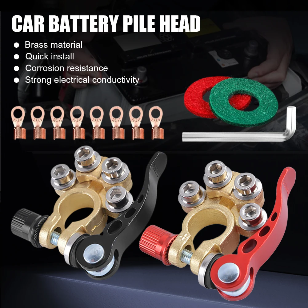 Car Battery Terminal Connector Quick Disconnect Brass Clamp Connector Cable Post Terminal with 40A Wire Lug Gasket Hex Key
Car Battery Terminal Connector Quick Disconnect Brass Clamp Connector Cable Post Terminal with 40A Wire Lug Gasket Hex Key