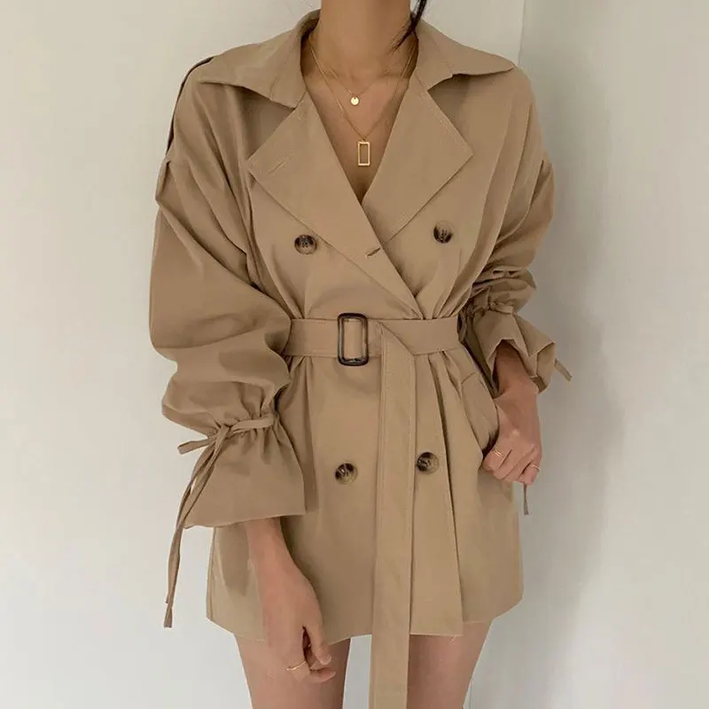 VANOVICH Korean Women Autumn New Vintage Solid Color Temperament Notched Coat Double-breasted Belt Waist Slim Mid-length Trench
VANOVICH Korean Women Autumn New Vintage Solid Color Temperament Notched Coat Double-breasted Belt Waist Slim Mid-length Trench