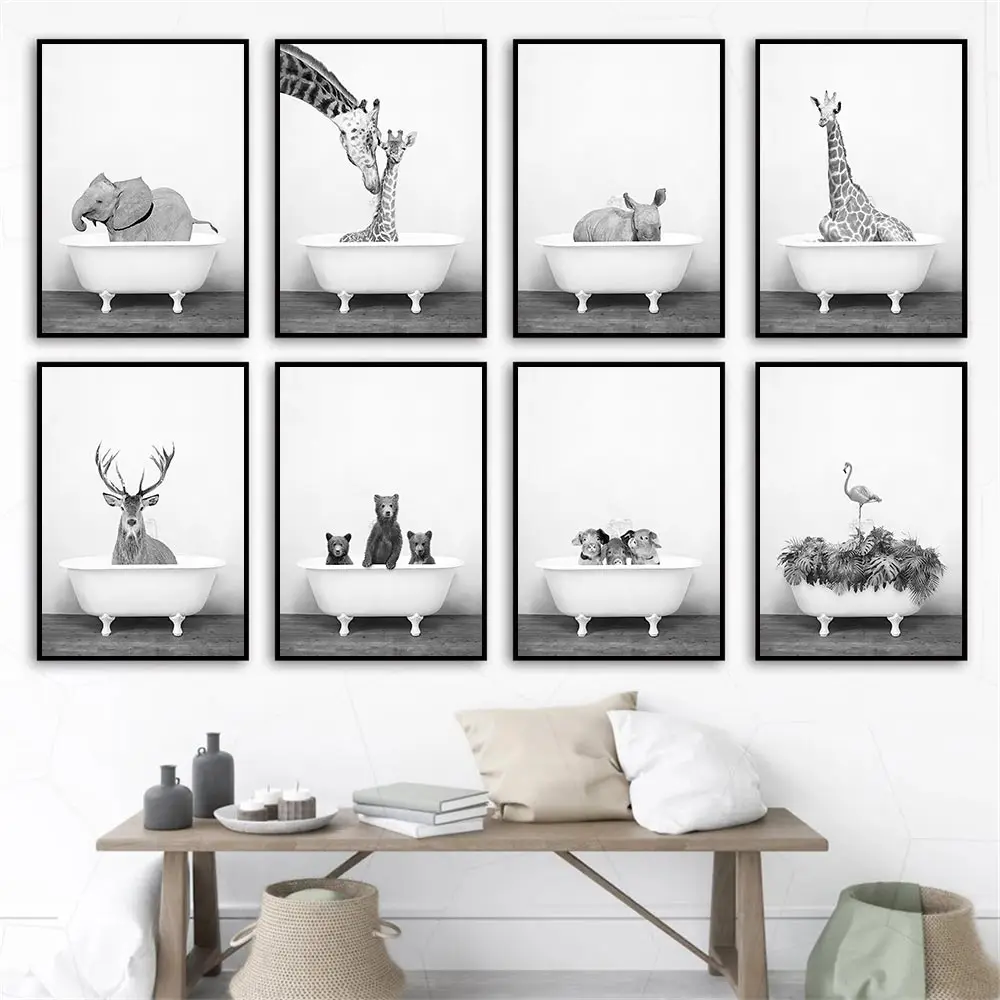 Giraffe Elephant Bathtub Animal Poster Flamingos Pig Raccoon Canvas Painting Black White Nordic Wall Art Picture Kids Room Decor
Giraffe Elephant Bathtub Animal Poster Flamingos Pig Raccoon Canvas Painting Black White Nordic Wall Art Picture Kids Room Decor