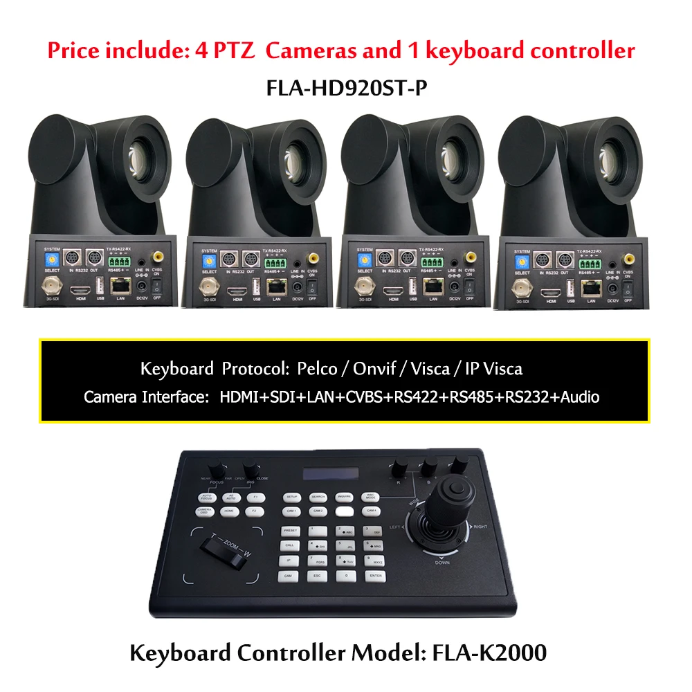 NEW 2MP 60fps 20x Optical Zoom Full HD Broadcast Conference Indoor PTZ Camera and RS232 RS422 RJ45 Keyboard Controller
NEW 2MP 60fps 20x Optical Zoom Full HD Broadcast Conference Indoor PTZ Camera and RS232 RS422 RJ45 Keyboard Controller