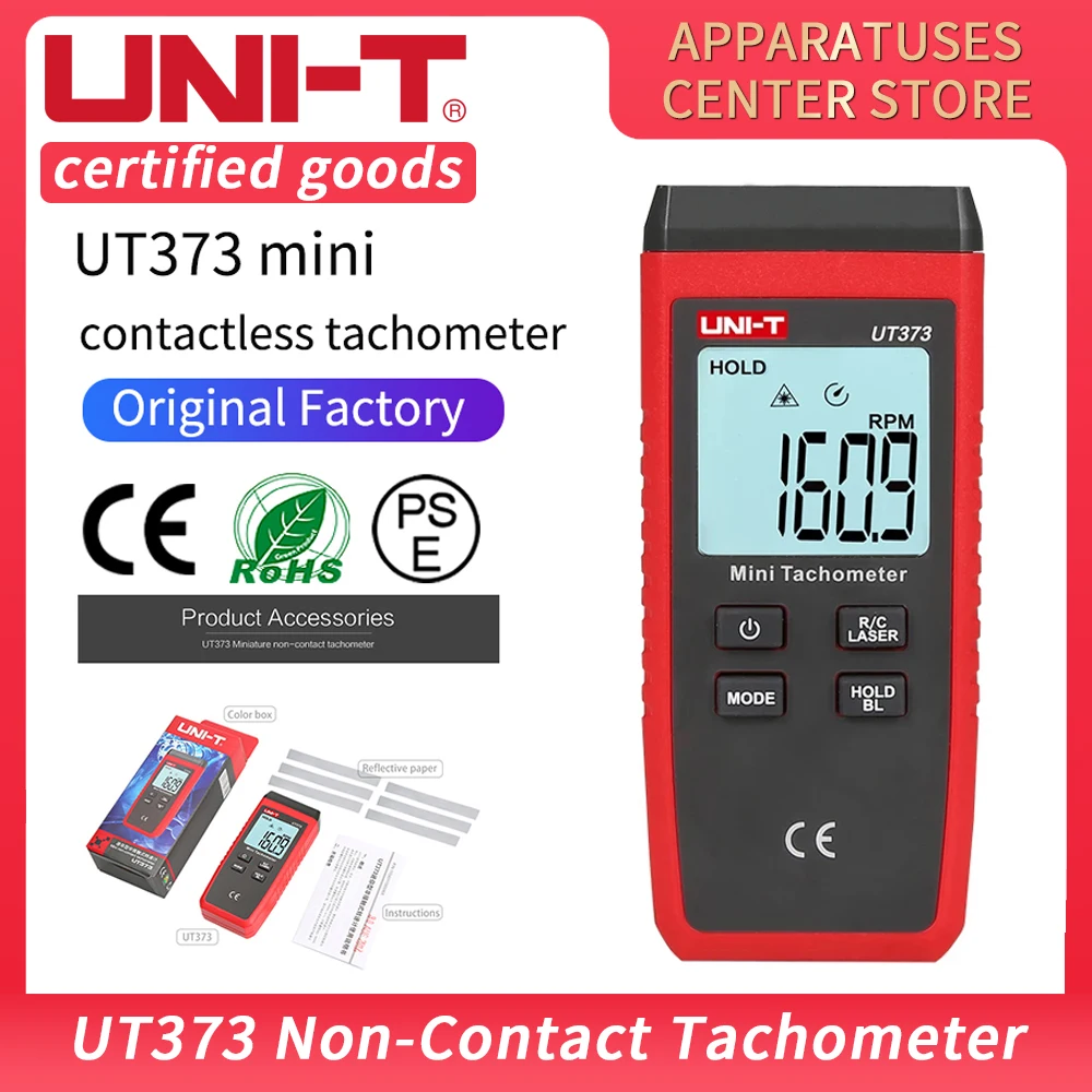 UNI-T UT373 Mini Digital Laser Tachometer Non-Contact Tachometer Measuring Range:10-99999RPM Tachometer Odometer Km/h Backlight
UNI-T UT373 Mini Digital Laser Tachometer Non-Contact Tachometer Measuring Range:10-99999RPM Tachometer Odometer Km/h Backlight