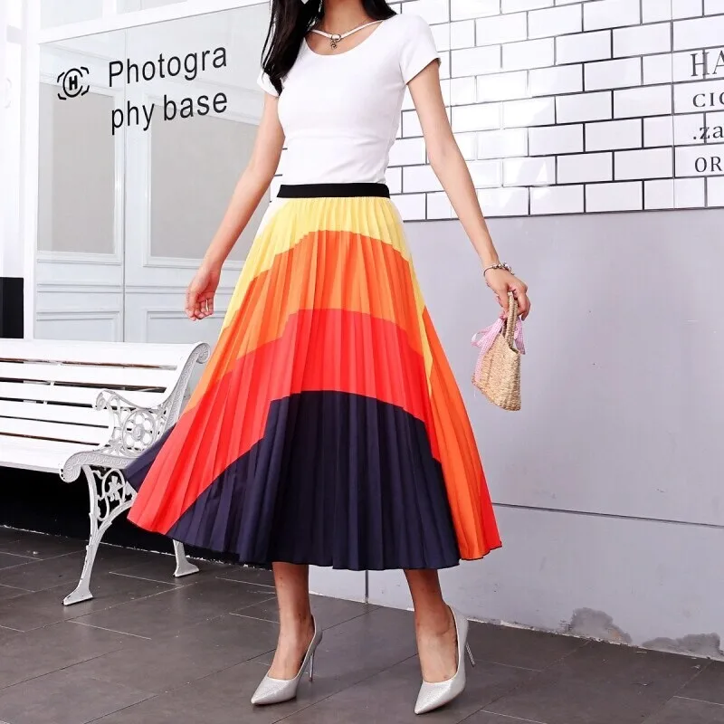Pleated Skirt Women Print Pattern Elastic Women Skirt A-line Party Holiday High Waist Skirt
Pleated Skirt Women Print Pattern Elastic Women Skirt A-line Party Holiday High Waist Skirt