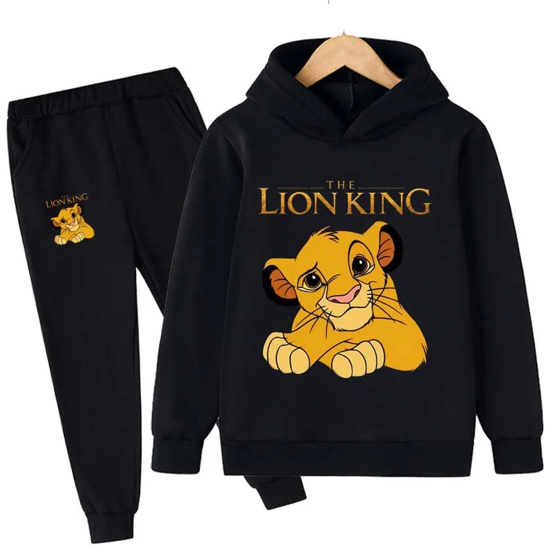 

Комплект спортивной одежды для маленьких мальчиков и девочек, кофта с капюшоном и штаны с надписью «Король Лев» и Симба, комплект одежды из 2 предметов на осень