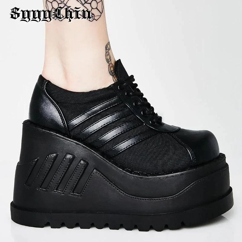 Women Ankle Boots Ladies Punk Black Platform Chunky Heel Wedge Pumps Female Fashion Street Girls Lace Up Party Large Size Shoes
Women Ankle Boots Ladies Punk Black Platform Chunky Heel Wedge Pumps Female Fashion Street Girls Lace Up Party Large Size Shoes