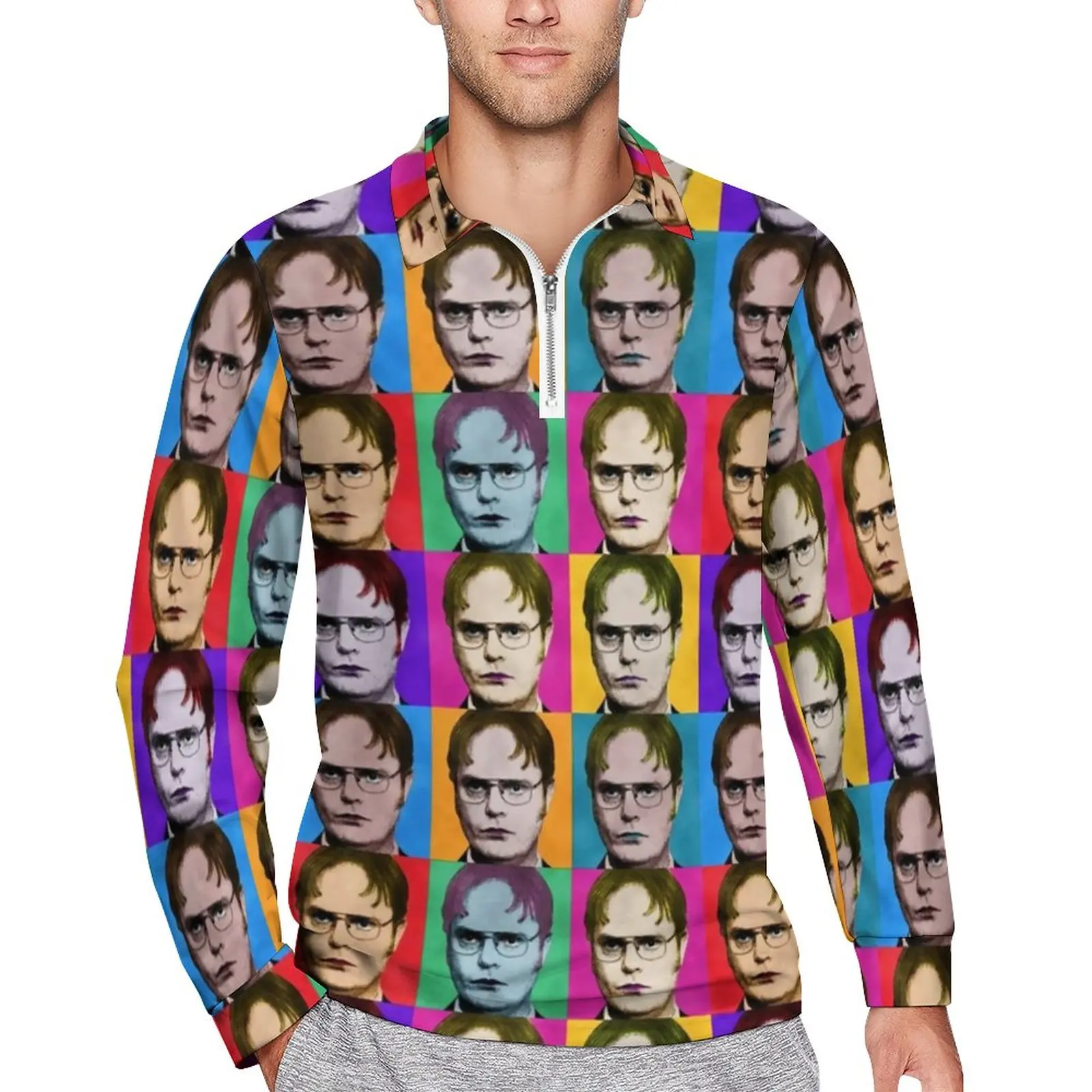 Abstract Pop Art Polo Shirts Spring Dwight Schrute Zipper Casual Shirt Long Sleeve Collar Streetwear Graphic Oversize T-Shirts
Abstract Pop Art Polo Shirts Spring Dwight Schrute Zipper Casual Shirt Long Sleeve Collar Streetwear Graphic Oversize T-Shirts