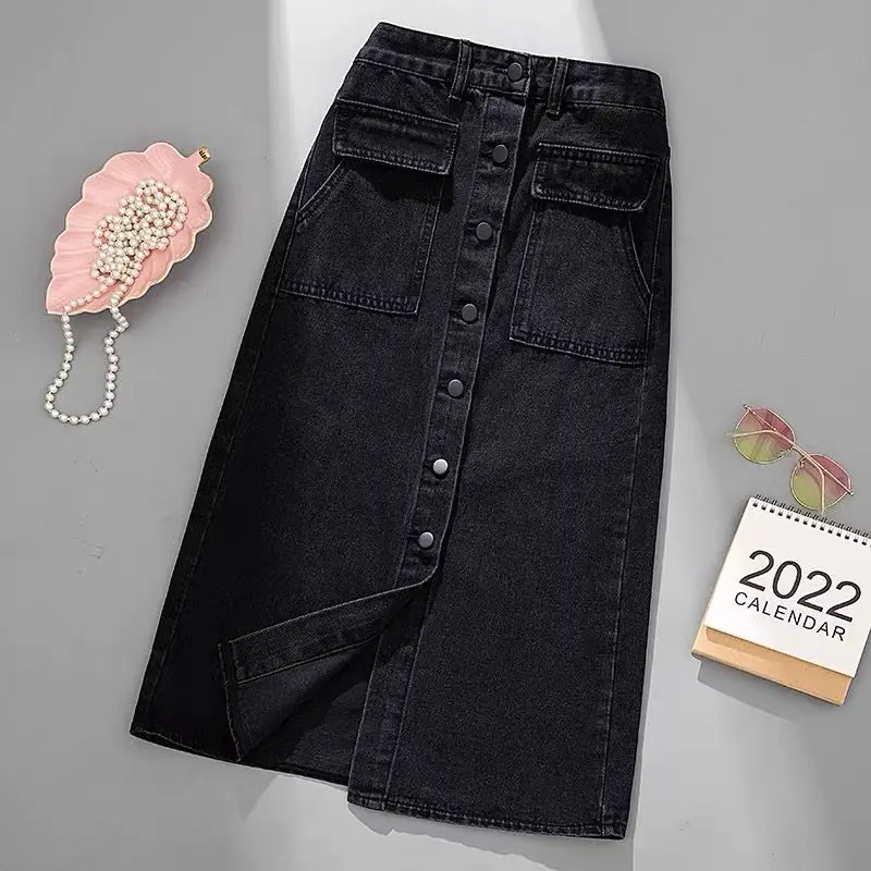 2022 Spring Summer Women's New Large Size Denim Skirts Female High Waist Split Skirts Ladies Buttons Solid A-line Skirts I101
2022 Spring Summer Women's New Large Size Denim Skirts Female High Waist Split Skirts Ladies Buttons Solid A-line Skirts I101