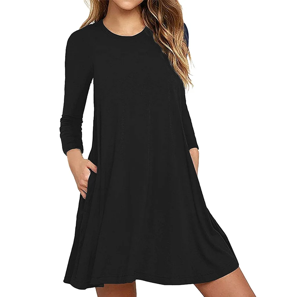 Long Color With Pocket Dress Women's Sleeve Swing Casual Solid Casual Summer Dress Women Long Sleeve Dress for Women Summer
Long Color With Pocket Dress Women's Sleeve Swing Casual Solid Casual Summer Dress Women Long Sleeve Dress for Women Summer