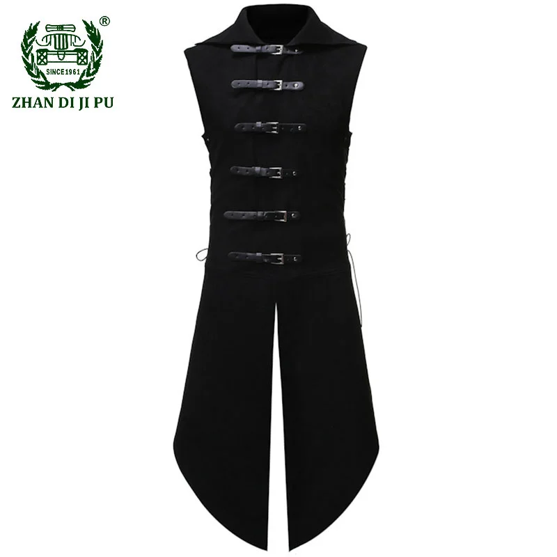 

Men's Gothic Tuxedo Vest Medieval Vintage Sleeveless Steampunk Victorian Suit Vests Male Halloween Party Retro Cosplay Trench