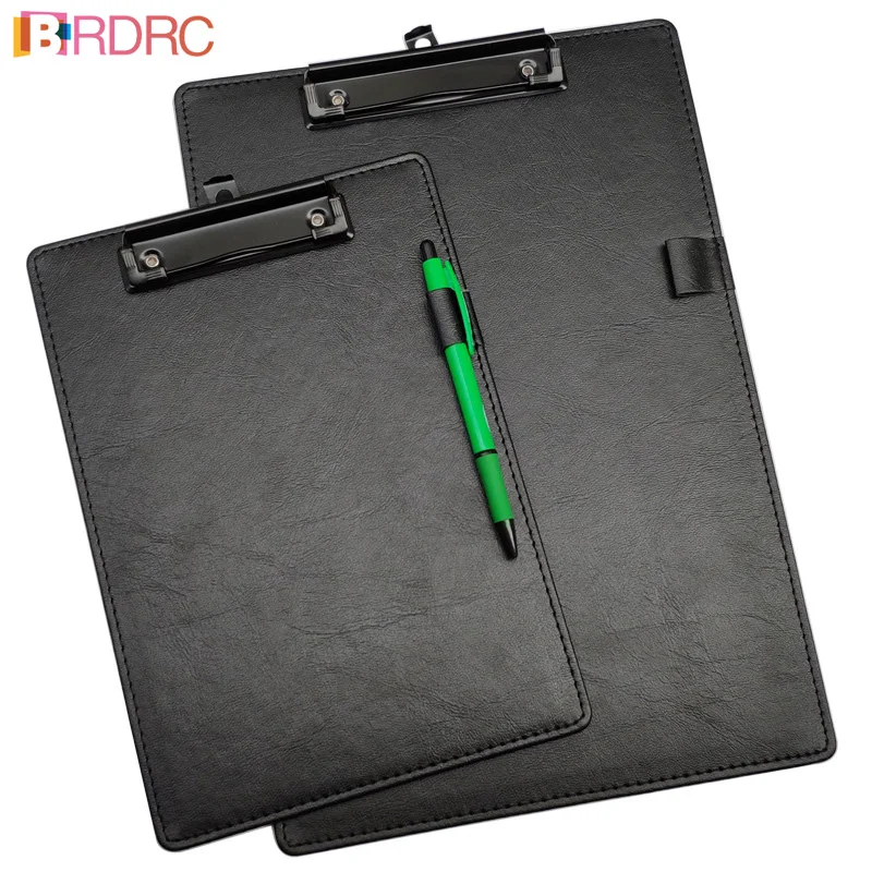 

Double Leather Splint A4 A5 Folder Paper Clip Board Contract Clip Paper Business Black Leather Drawing Board Menu Pad Clip A9E8