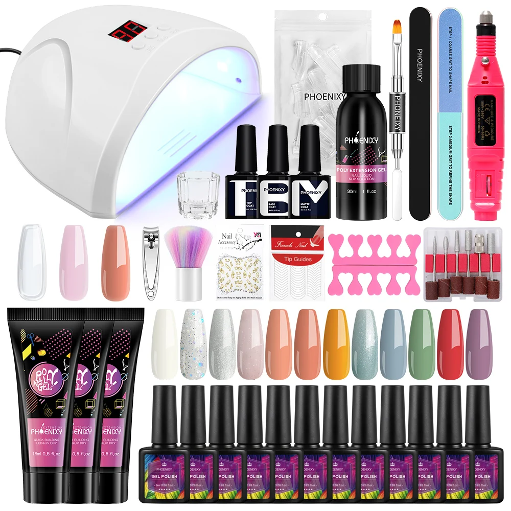 Poly Nail Gel Set with 36W Nail Drying Lamp Nail Electric Drill Machine Gel Nail Polish Manicure Set Soak Off Nail Art Tools Set
Poly Nail Gel Set with 36W Nail Drying Lamp Nail Electric Drill Machine Gel Nail Polish Manicure Set Soak Off Nail Art Tools Set