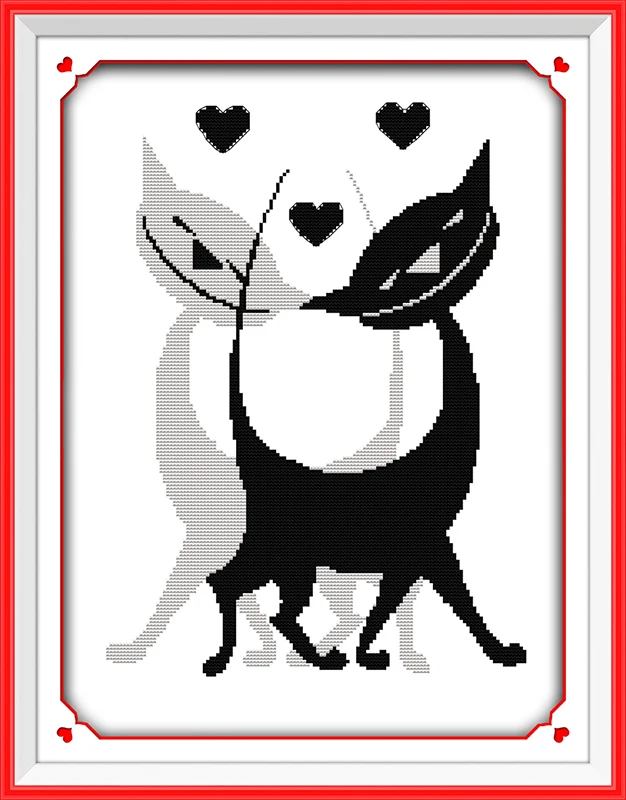 

Комплект для вышивки крестиком Joy Sunday с предварительной печатью, простой узор, Набор для вышивки тканью с печатью Aida-черно-белые Любимые кошки