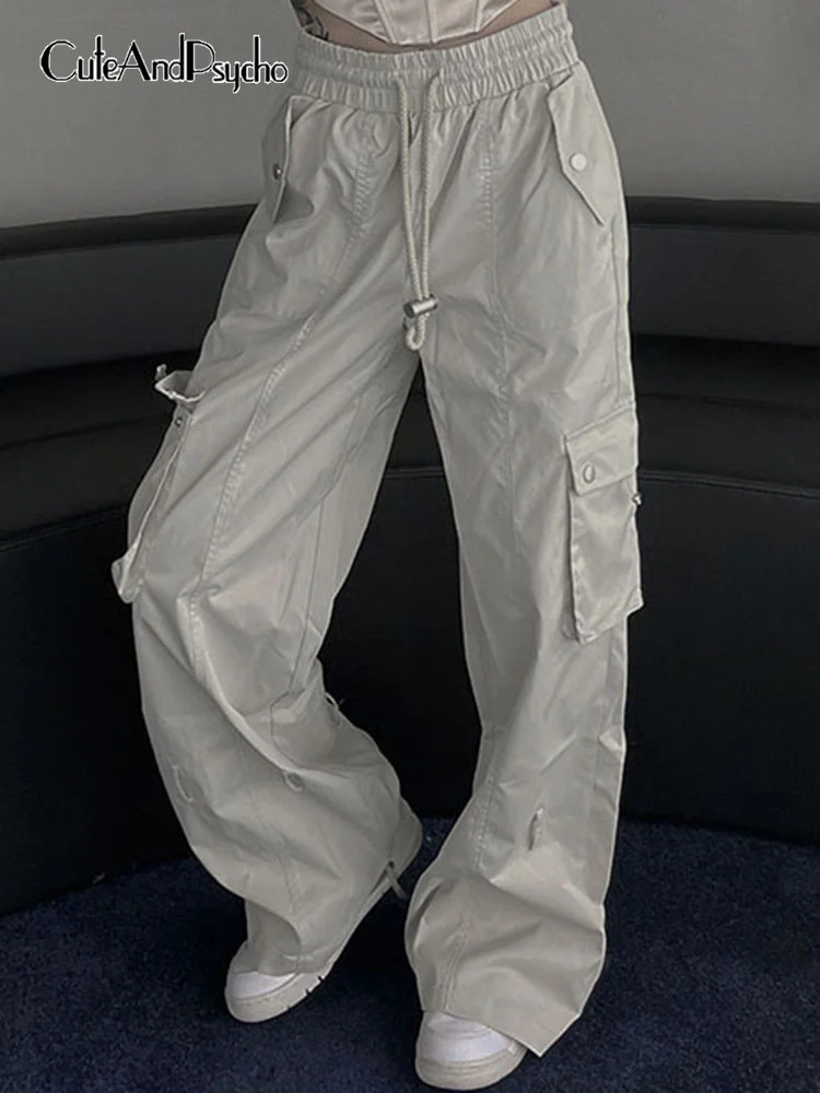 Cuteandpsycho Fashion Chic Baggy Sweat Cargos Elastic High Waist Pockets Loose Trousers Y2K Vintage Harajuku 90s Solid Bottoms
Cuteandpsycho Fashion Chic Baggy Sweat Cargos Elastic High Waist Pockets Loose Trousers Y2K Vintage Harajuku 90s Solid Bottoms