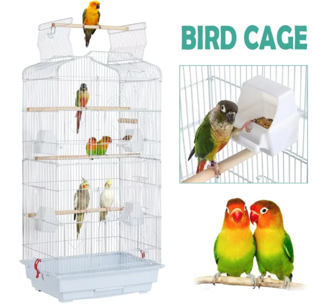SMILE MART Large 36" Metal Bird Cage with Play Top for Parakeets and Lovebirds, White
SMILE MART Large 36" Metal Bird Cage with Play Top for Parakeets and Lovebirds, White