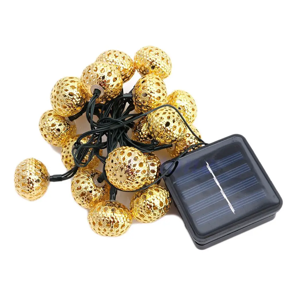 

Solar Powerd светодиодный String светильник золотистый/серебристый пустотелый шар, Праздничные рождественские украшения для дома, офиса, декоративная лампа