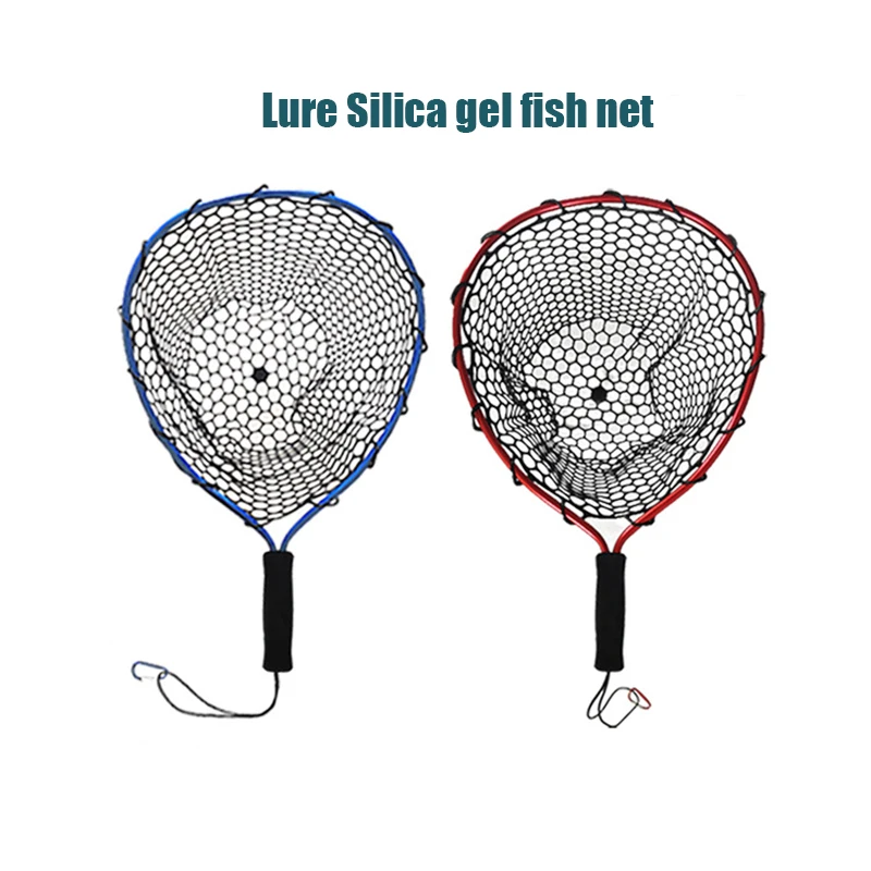 

2022 New Lure Aluminium alloy Short Section Fishing Net 50cm Silicone Net Pocket Fishing Tools Dip Net Fishing Gear
