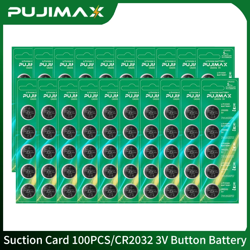 PUJIMAX 100Pcs Button Battery CR2032 3V Coin Cell BR2032 DL2032 ECR2032 SB-T15 KL2032 for Calendar Calculator Scale Watch Clock
PUJIMAX 100Pcs Button Battery CR2032 3V Coin Cell BR2032 DL2032 ECR2032 SB-T15 KL2032 for Calendar Calculator Scale Watch Clock