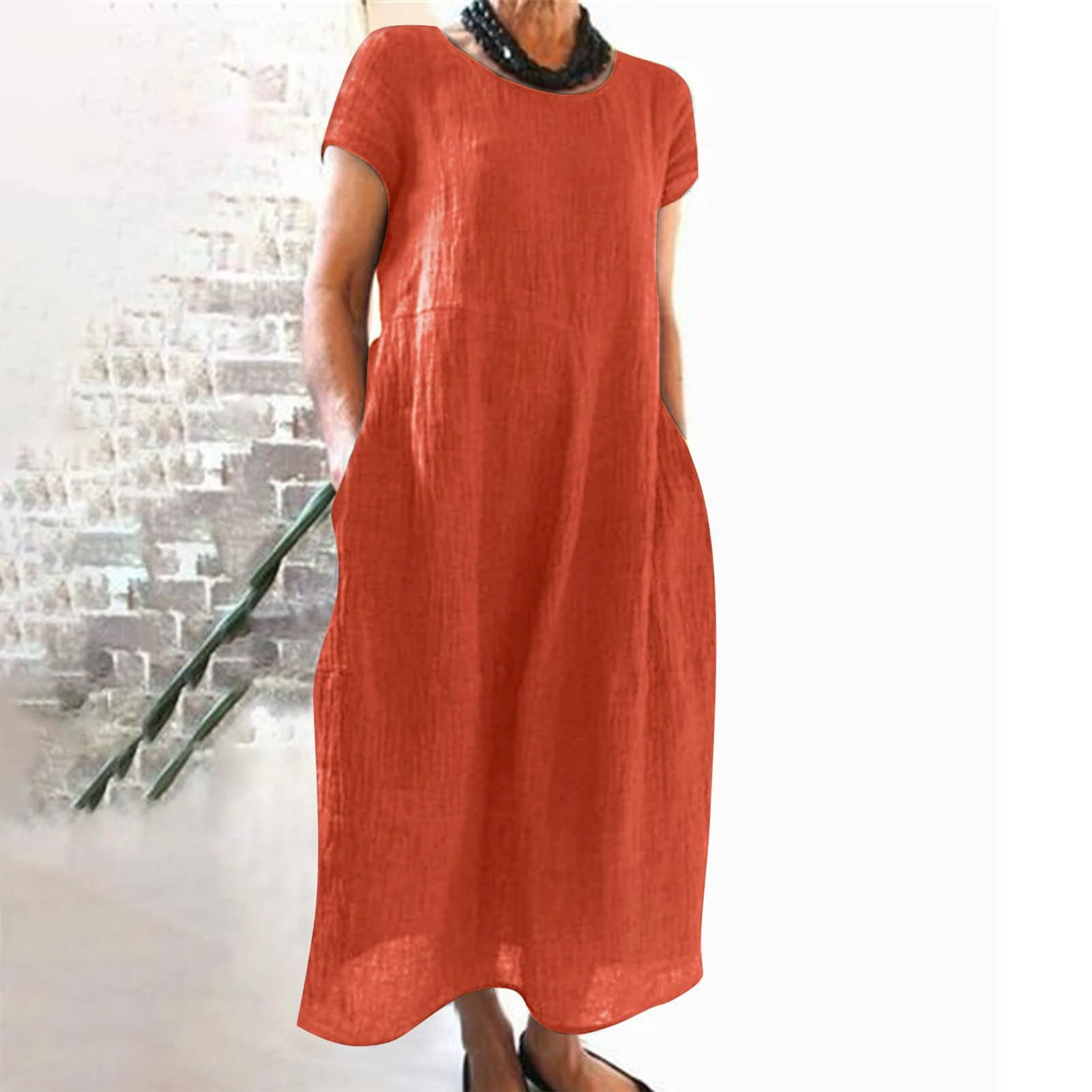 Short-sleeved Dress Solid Cotton Linen Dress Round Neck Stitching Pocket Fashion Simplicity Spring Plus Size Ladies Clothing
Short-sleeved Dress Solid Cotton Linen Dress Round Neck Stitching Pocket Fashion Simplicity Spring Plus Size Ladies Clothing