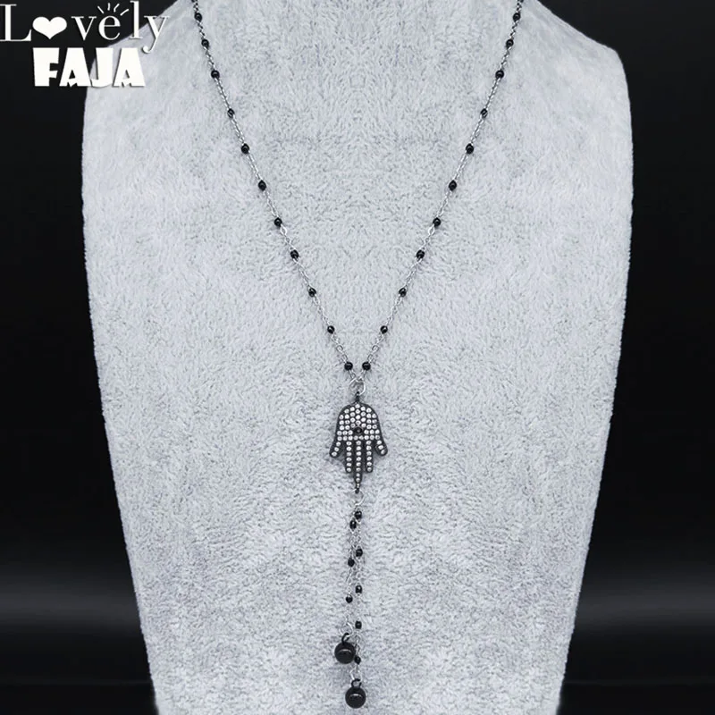 Crystal Hamsa Hand Star Feather Necklace Zircon Copper Stainless Steel Long Tassel Sweater Chain Necklaces Jewelry Collar NC33S0
Crystal Hamsa Hand Star Feather Necklace Zircon Copper Stainless Steel Long Tassel Sweater Chain Necklaces Jewelry Collar NC33S0