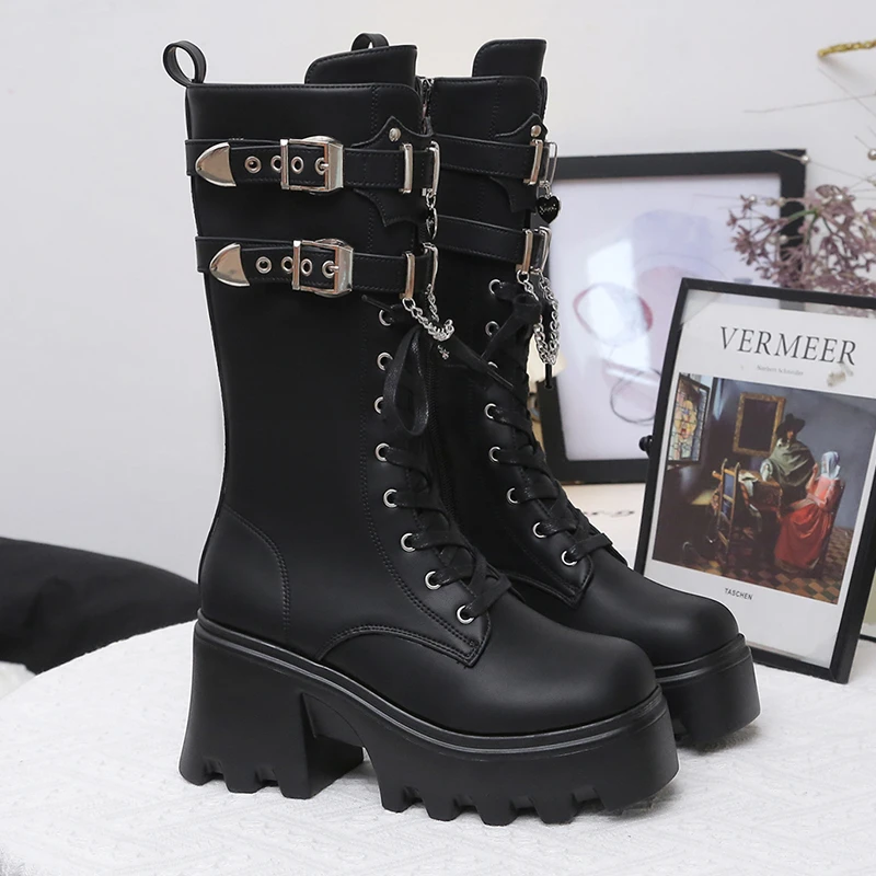 New Fashion Platform Wedges Motorcycle Boots for Women Bucklel Strap Knee High Boots Popular Shoes Woman Gothic Plus Size 42
New Fashion Platform Wedges Motorcycle Boots for Women Bucklel Strap Knee High Boots Popular Shoes Woman Gothic Plus Size 42