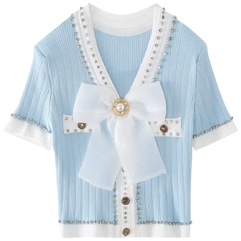 Korean V-Collar Beads Sweet Bowknot Knitting Long Sleeve Top Women 2021 Autumn Knitted Cardigans Slim Short Sweater Coat
Korean V-Collar Beads Sweet Bowknot Knitting Long Sleeve Top Women 2021 Autumn Knitted Cardigans Slim Short Sweater Coat