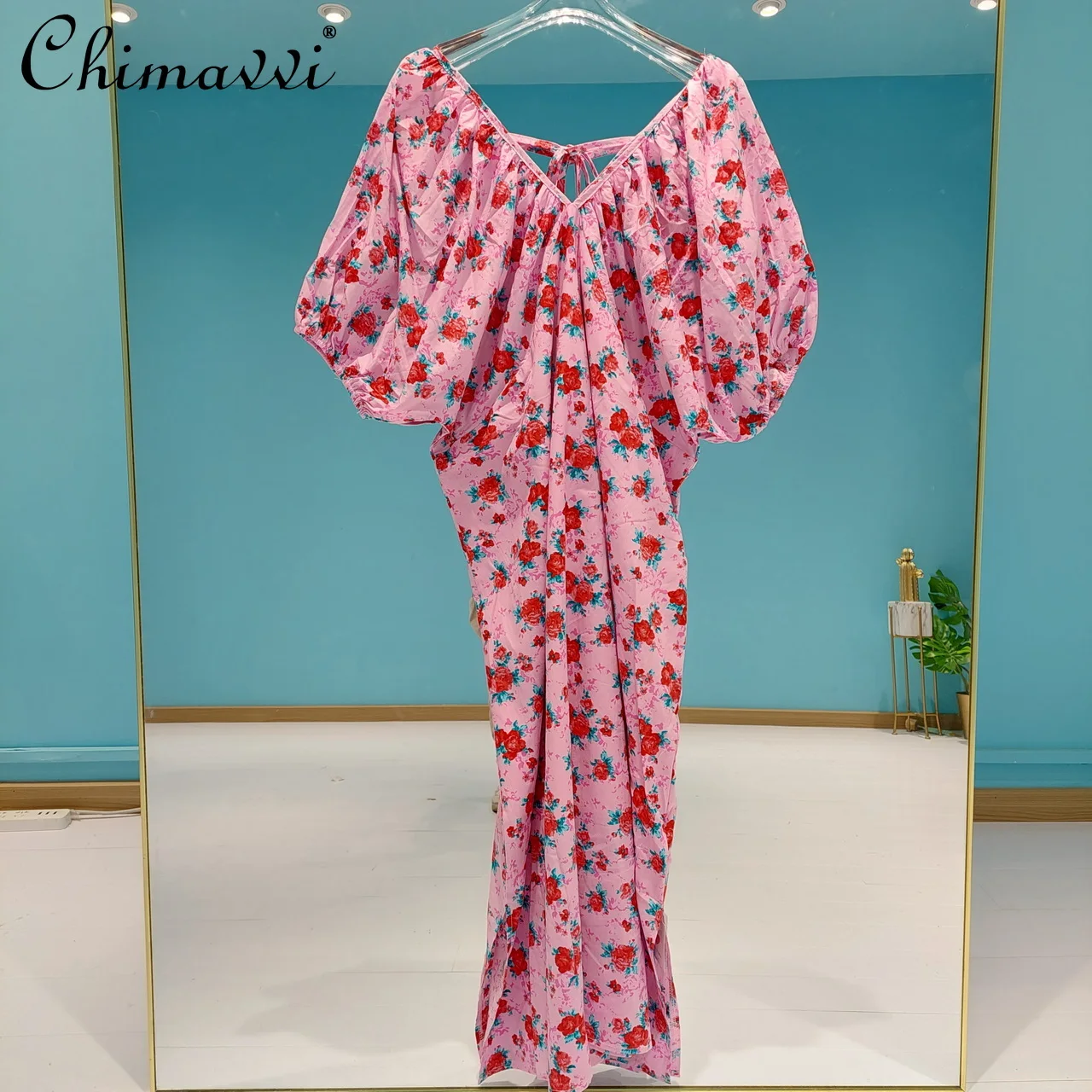 Sweet Sexy Puff Sleeve Double V-neck Lace Up Pink Printing Dress 2022 Summer New Fashion Pleated Slim Vacation Women's Dresses
Sweet Sexy Puff Sleeve Double V-neck Lace Up Pink Printing Dress 2022 Summer New Fashion Pleated Slim Vacation Women's Dresses