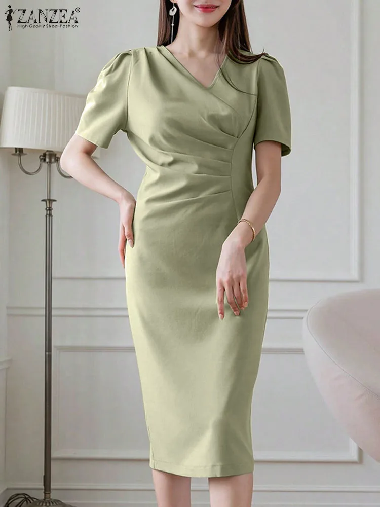 Платье ZANZEA женское Плиссированное средней длины, модный винтажный сарафан с V-образным вырезом, с коротким рукавом, в офисном стиле, на лето, 2023
Платье ZANZEA женское Плиссированное средней длины, модный винтажный сарафан с V-образным вырезом, с коротким рукавом, в офисном стиле, на лето, 2023