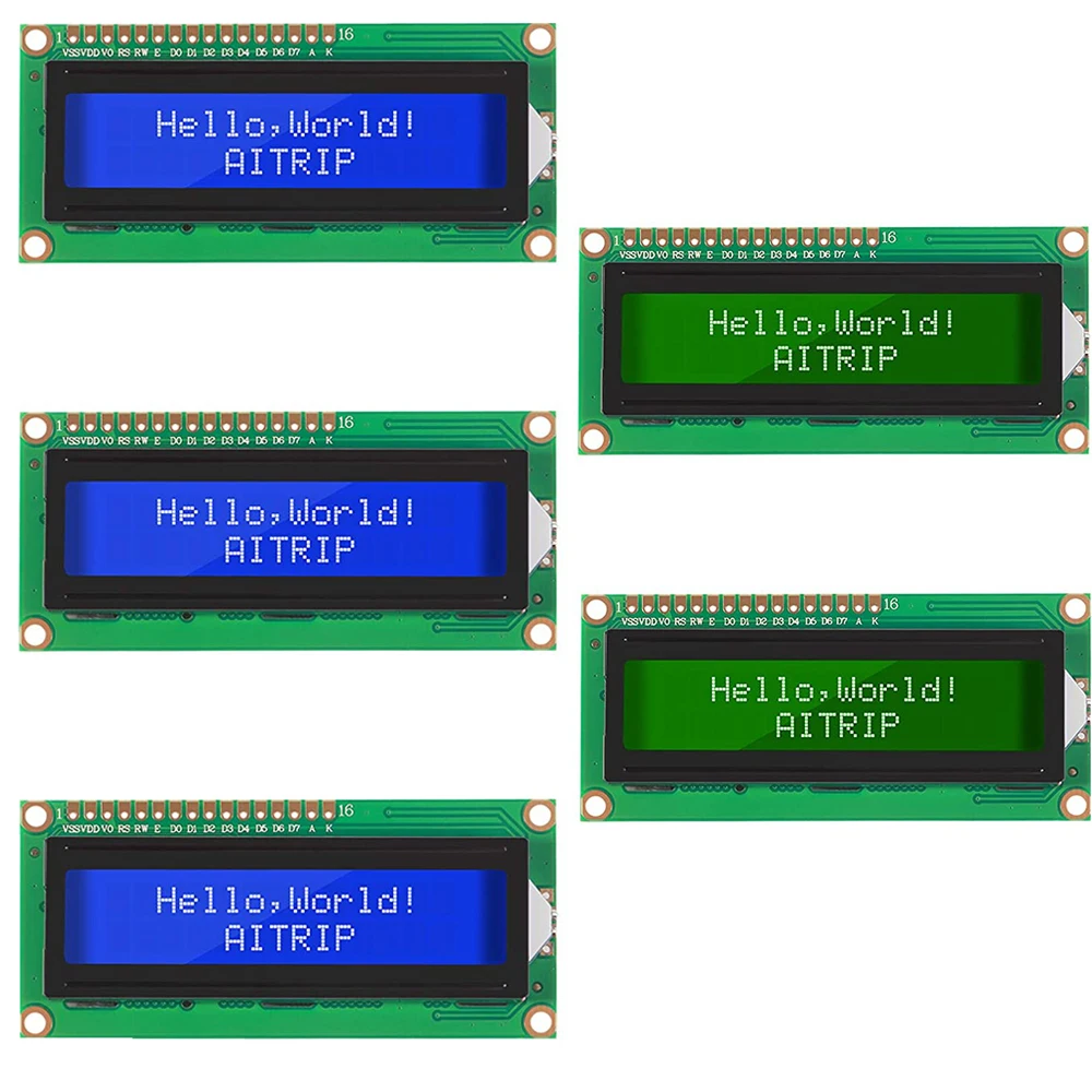 HD44780 1602 LCD Display Module DC 5V 16x2 Character LCM Green Blacklight for Arduino Also Compatible with Raspberry Pi STM32
HD44780 1602 LCD Display Module DC 5V 16x2 Character LCM Green Blacklight for Arduino Also Compatible with Raspberry Pi STM32